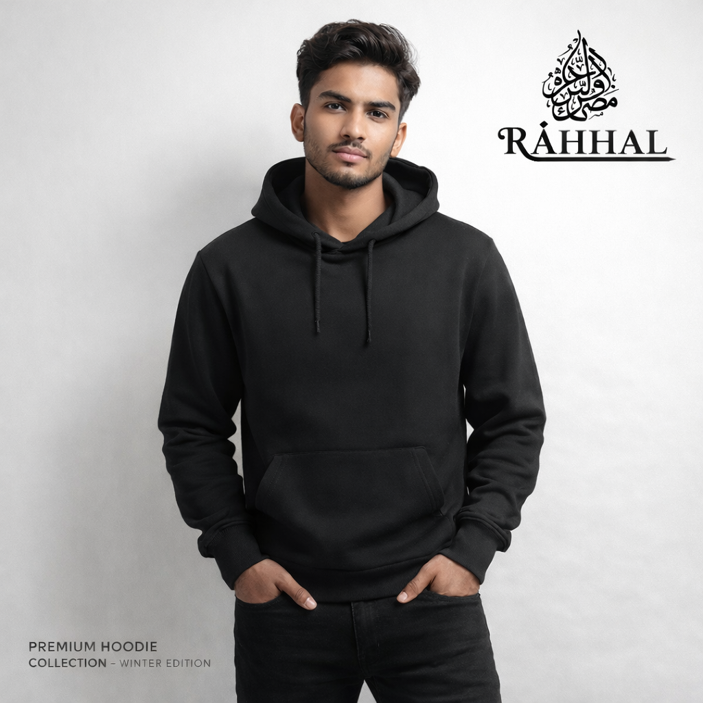 Men's solid colour hoodie: Black