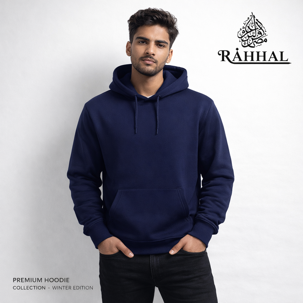 Men's solid colour hoodie: Navy blue