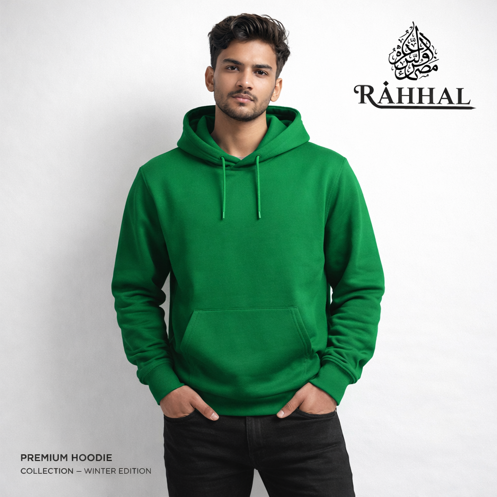 Men's solid colour hoodie: green